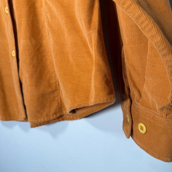 Vintage L.L.Bean Corduroy Shacket Shirt Womens 14 Mustard Gold 90s - Picture 9 of 12